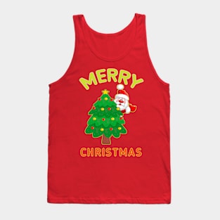 Santa Claus- Christmas Tree- Merry Christmas Tank Top